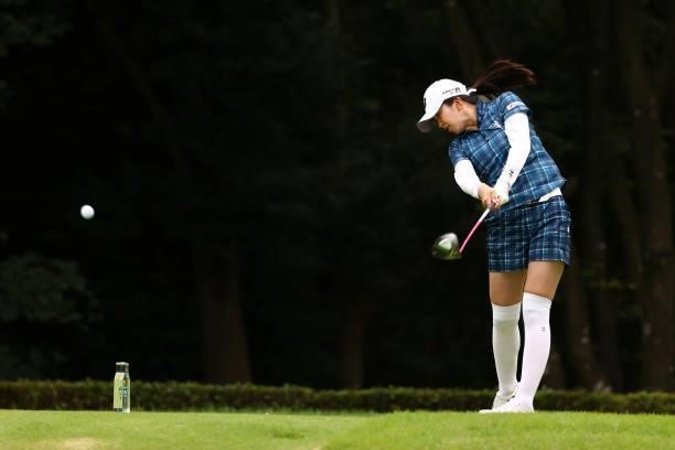 Kotone Hori of Japan hits her tee shot on the 14th hole during the third round of the Earth Mondamin Cup at Camellia Hills Country Club on June 26,...