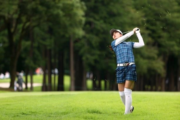 Kotone Hori of Japan hits her third shot on the 14th hole during the third round of the Earth Mondamin Cup at Camellia Hills Country Club on June 26,...