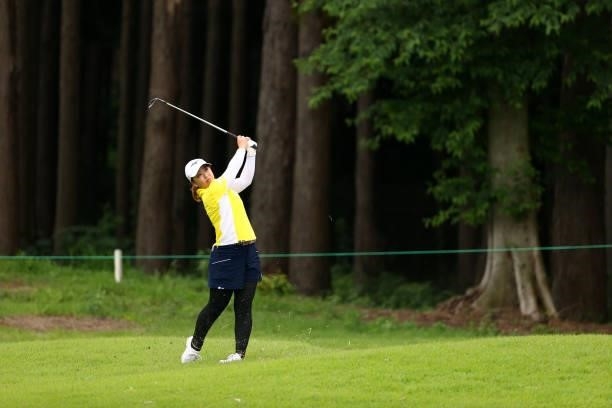 Mao Saigo of Japan hits her third shot on the 14th hole during the third round of the Earth Mondamin Cup at Camellia Hills Country Club on June 26,...