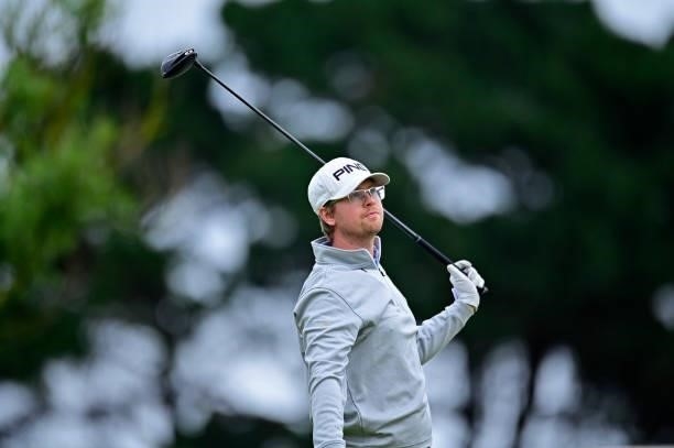 Hampus Bergman of Sweeden plays his first shot on the 1st hole during Day Three of the Open de Bretagne at Golf Bluegreen de Pleneuf Val Andre on...