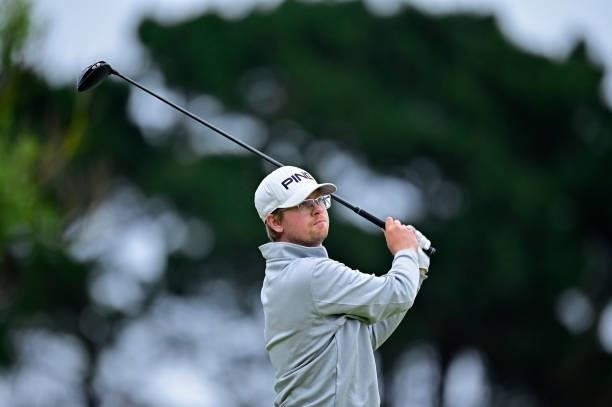 Hampus Bergman of Sweeden plays his first shot on the 1st hole during Day Three of the Open de Bretagne at Golf Bluegreen de Pleneuf Val Andre on...