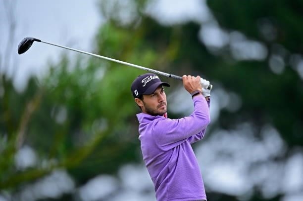 Franck Medale of France plays his first shot on the 1st hole during Day Three of the Open de Bretagne at Golf Bluegreen de Pleneuf Val Andre on June...