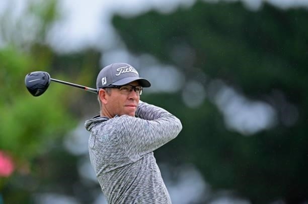 Oliver Bekker of South Africa plays his first shot on the 1st hole during Day Three of the Open de Bretagne at Golf Bluegreen de Pleneuf Val Andre on...