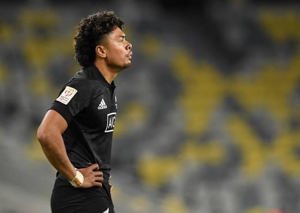 Kitiona Vai of New Zealand looks on during the Oceania Sevens Challenge match between New Zealand and Oceania at Queensland Country Bank Stadium on...