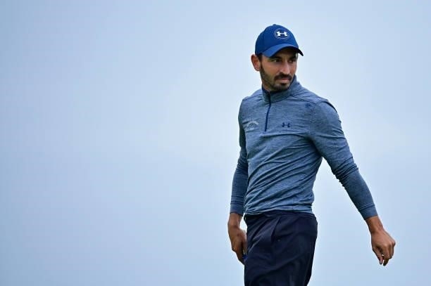 Jerome Lando Casanova of France reacts on the 10th hole during Day Three of the Open de Bretagne at Golf Bluegreen de Pleneuf Val Andre on June 26,...