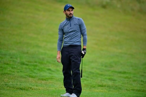 Jerome Lando Casanova of France reacts on the 10th hole during Day Three of the Open de Bretagne at Golf Bluegreen de Pleneuf Val Andre on June 26,...