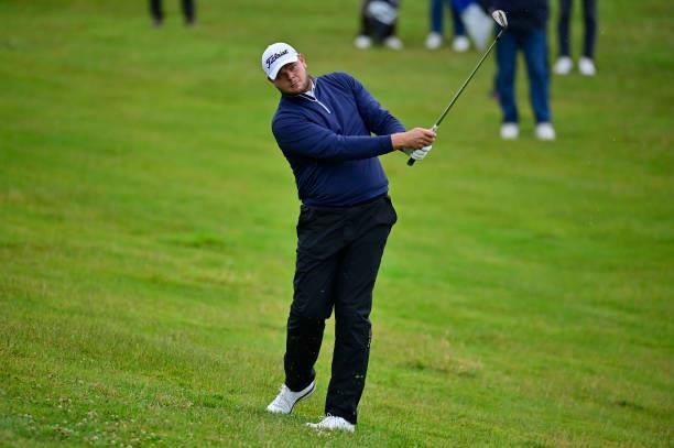 Johathan Thomson of England plays his second shot on the 10th hole during Day Three of the Open de Bretagne at Golf Bluegreen de Pleneuf Val Andre on...
