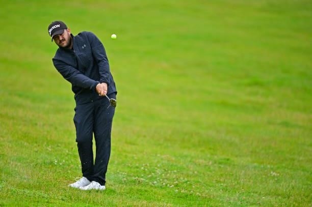 Hennie Du Plessis of South Africa plays his second shot on the 10th hole during Day Three of the Open de Bretagne at Golf Bluegreen de Pleneuf Val...