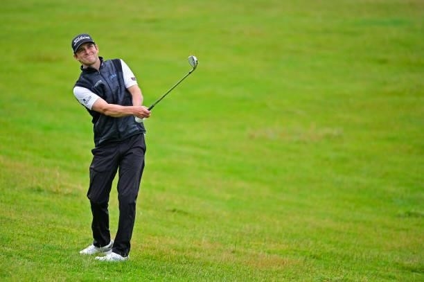 David Boote of Wales plays his second shot on the 10th hole during Day Three of the Open de Bretagne at Golf Bluegreen de Pleneuf Val Andre on June...