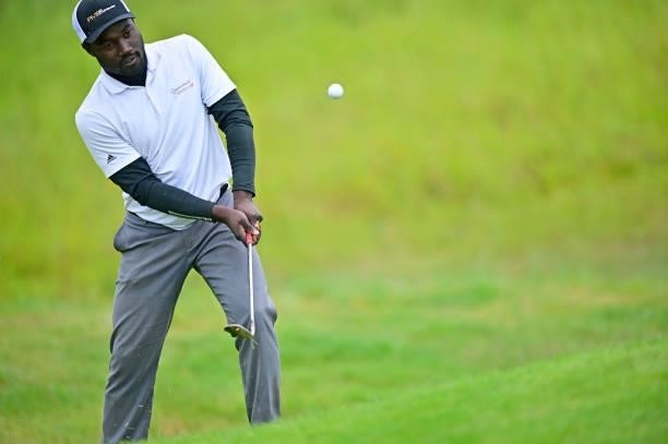 Arnaud Ahoua of France plays his second shot out of the rough on the 10th hole during Day Three of the Open de Bretagne at Golf Bluegreen de Pleneuf...