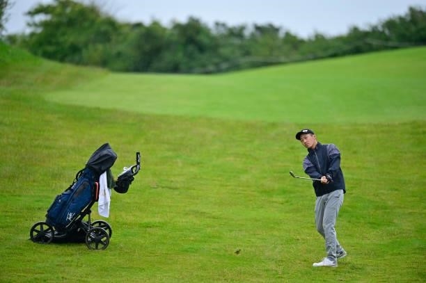 Alexandre Liu of France plays his second shot out of the rough on the 10th hole during Day Three of the Open de Bretagne at Golf Bluegreen de Pleneuf...