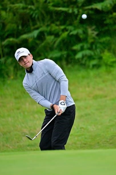 Timon Baltl of Austria plays his second shot on the 10th hole during Day Three of the Open de Bretagne at Golf Bluegreen de Pleneuf Val Andre on June...