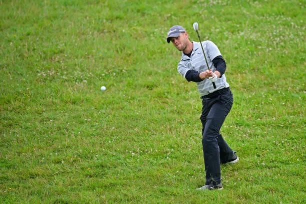 Hurly Long of Germany plays his second shot on the 10th hole during Day Three of the Open de Bretagne at Golf Bluegreen de Pleneuf Val Andre on June...