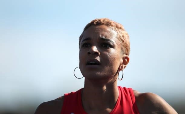 Jodie Williams of Herts Pheonix looks on after winning the Womens 400m Final during Day Two of the Muller British Athletics Championships at...