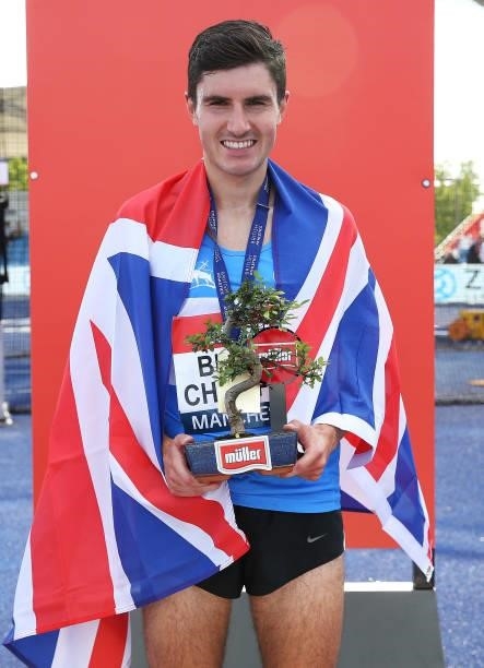Patrick Dever of Preston pictured after winning the Mens 5000m Final during Day Two of the Muller British Athletics Championships at Manchester...