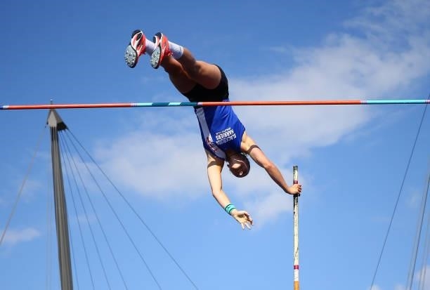 Holly Bradshaw of Blackburn competes during the Womens Pole Vault Final on Day Two of the Muller British Athletics Championships at Manchester...