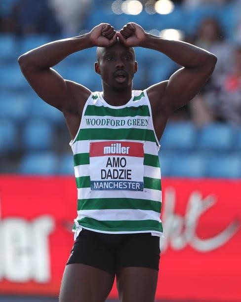 Eugene Amo-Dadzie of Woodford Green looks on, after coming second in the Mens 100m Final during Day Two of the Muller British Athletics Championships...