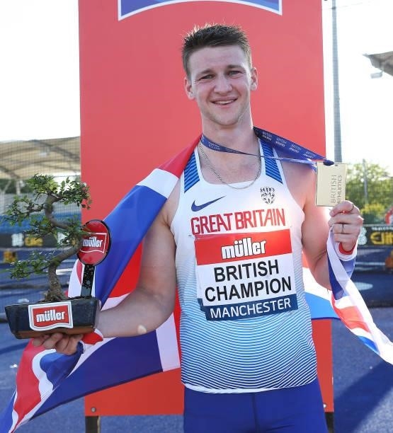 Tim Duckworth of Liverpool pictured after winning the Mens Decathlon during Day Two of the Muller British Athletics Championships at Manchester...