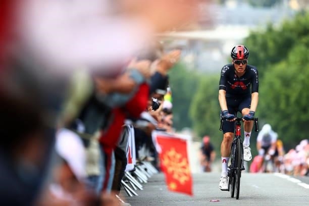 Dylan Van Baarle of The Netherlands and Team INEOS Grenadiers at arrival during the 108th Tour de France 2021, Stage 1 a 197,8km stage from Brest to...