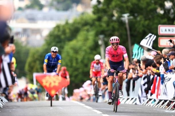 Neilson Powless of The United States and Team EF Education - Nippo at arrival during the 108th Tour de France 2021, Stage 1 a 197,8km stage from...