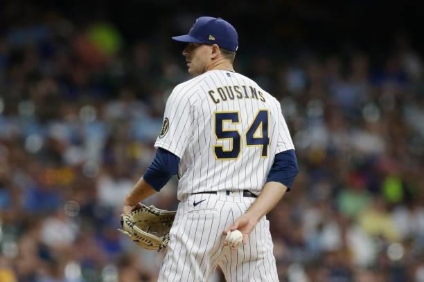 Jake Cousins of the Milwaukee Brewers on the mound against the Colorado Rockies at American Family Field on June 25, 2021 in Milwaukee, Wisconsin....