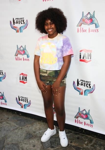 Actress Khloe Thompson hosts Project Kares Giveback Event Hosted by Jahkil Jackson and Khloe Thompson at The Parlor on June 26, 2021 in West...