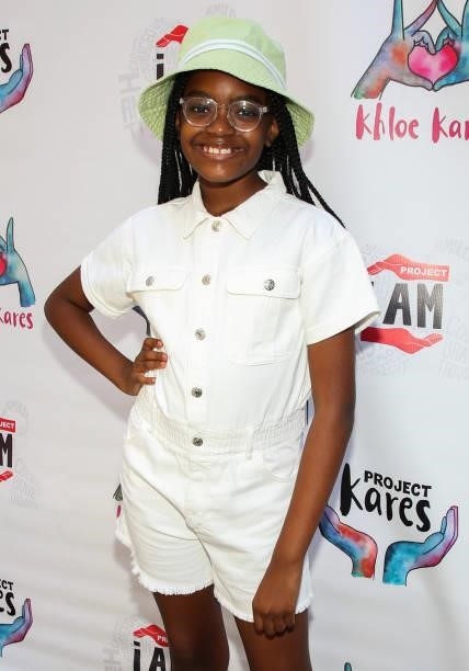 Actress Kendall Denise Clark attends Project Kares Giveback Event Hosted by Jahkil Jackson and Khloe Thompson at The Parlor on June 26, 2021 in West...