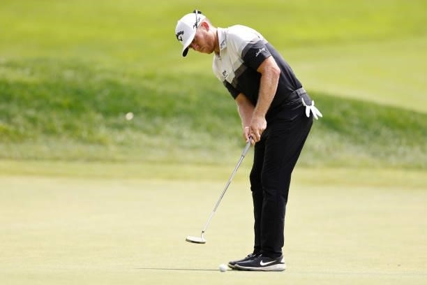 Talor Gooch of the United States putts on the seventh green during the third round of the Travelers Championship at TPC River Highlands on June 26,...