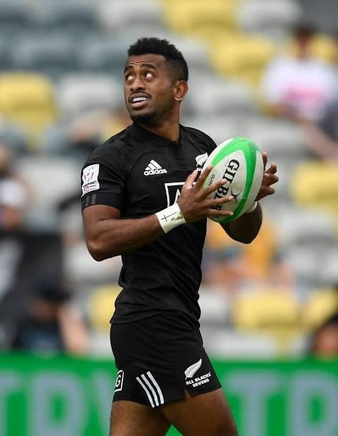 Akuila Rokolisoa of New Zealand looks on during the Oceania Sevens Challenge match between New Zealand and Australia at Queensland Country Bank...