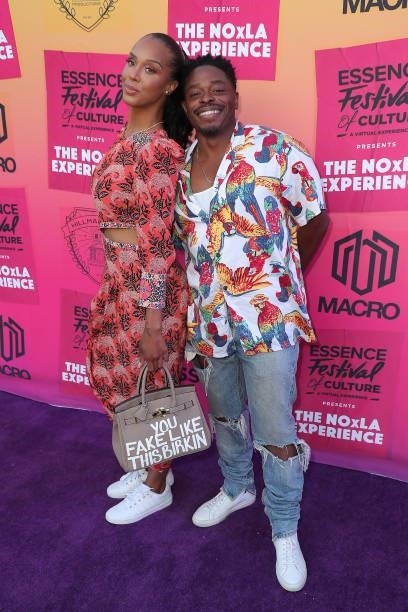 Laila Odom and Kareem J. Grimes attend the ESSENCE/Hillman Grad/Macro NOxLA Experience Watch Party Soiree in honor of the first weekend of the...