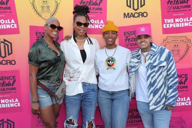 Janeeka, Adrienne Muse, Jonica T. Gibbs and Siya attend the ESSENCE/Hillman Grad/Macro NOxLA Experience Watch Party Soiree in honor of the first...