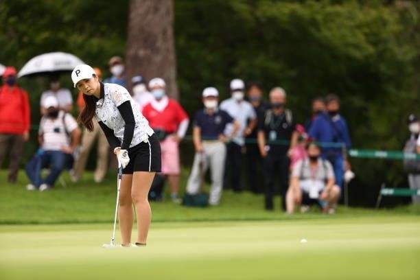 Erika Kikuchi of Japan attempts a putt on the 13th green during the final round of the Earth Mondamin Cup at Camellia Hills Country Club on June 27,...
