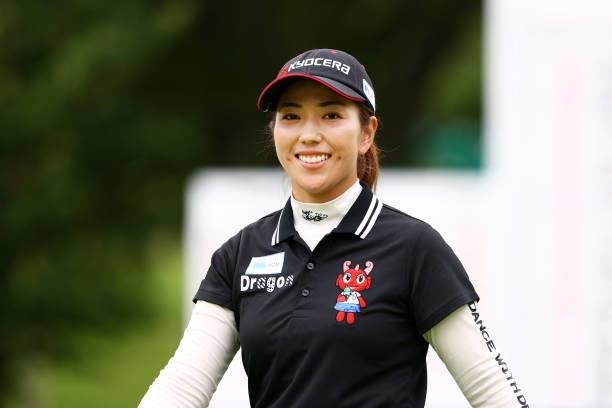 Ritsuko Ryu of Japan smiles on the 17th hole during the final round of the Earth Mondamin Cup at Camellia Hills Country Club on June 27, 2021 in...