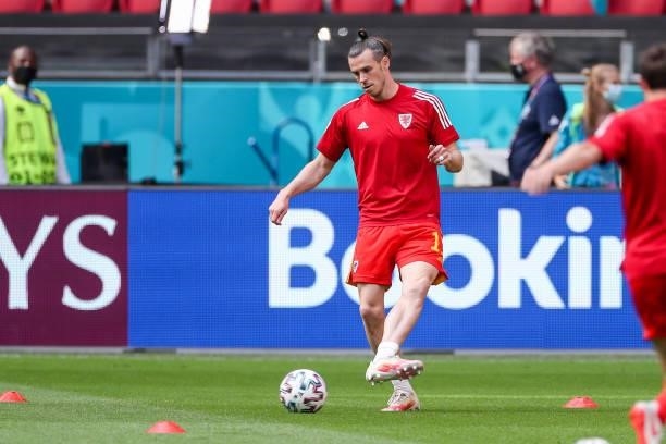 Gareth Bale of Wales during the UEFA Euro 2020 Championship 1/8 final match between Wales and Denmark at the Johan Cruijff ArenA on June 26, 2021 in...