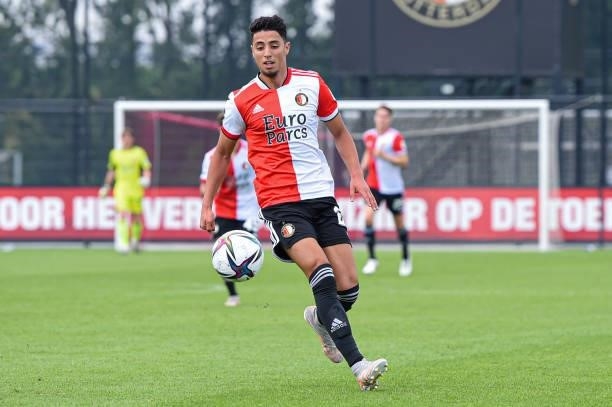 Naoufal Bannis of Feyenoord during the friendly match between Feyenoord and KAA Gent at Varkenoord on June 26, 2021 in Rotterdam, Netherlands