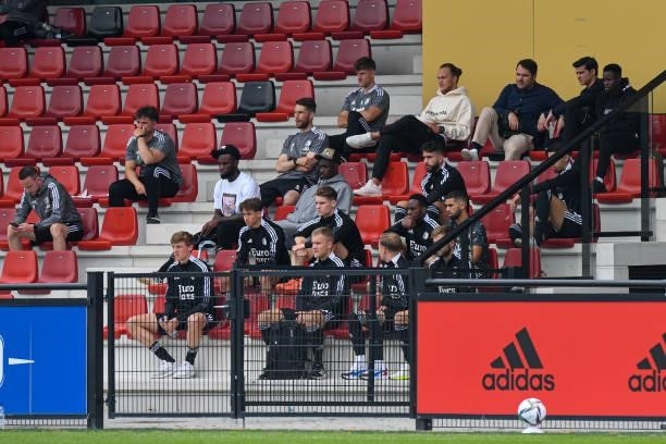Players of Feyenoord on the bench during the friendly match between Feyenoord and KAA Gent at Varkenoord on June 26, 2021 in Rotterdam, Netherlands