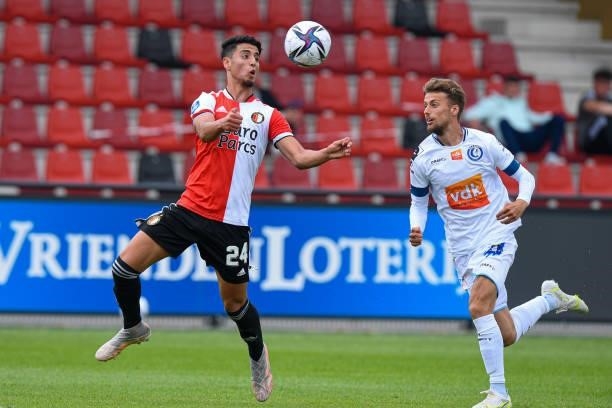 Naoufal Bannis of Feyenoord during the friendly match between Feyenoord and KAA Gent at Varkenoord on June 26, 2021 in Rotterdam, Netherlands