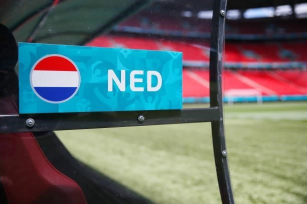 Detailed view of the Netherlands bench prior to the UEFA Euro 2020 Championship Round of 16 match between Netherlands and Czech Republic at Puskas...