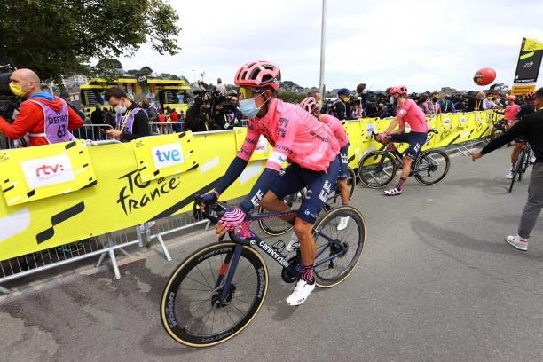 Rigoberto Urán of Colombia and Team EF Education - Nippo at start during the 108th Tour de France 2021, Stage 2 a 183,5km stage from Perros-Guirec to...