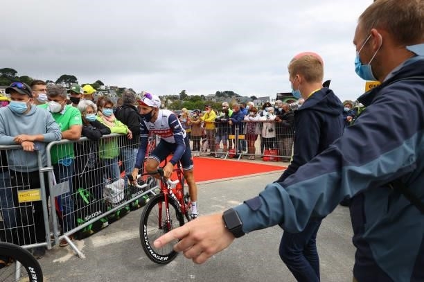 Bauke Mollema of The Netherlands and Team Trek - Segafredo at start during the 108th Tour de France 2021, Stage 2 a 183,5km stage from Perros-Guirec...