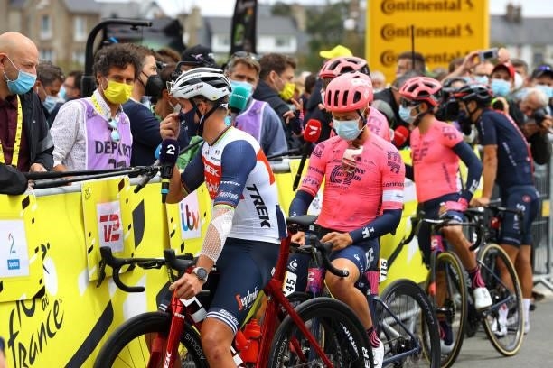 Nils Eekhoff of The Netherlands and Team DSM at start during the 108th Tour de France 2021, Stage 2 a 183,5km stage from Perros-Guirec to...