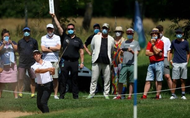 Viktor Hovland of Norway plays his second shot on the 5th hole during the final round of The BMW International Open at Golfclub Munchen Eichenried on...