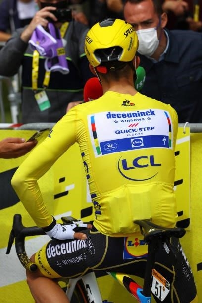 Julian Alaphilippe of France and Team Deceuninck - Quick-Step Yellow Leader Jersey at start during the 108th Tour de France 2021, Stage 2 a 183,5km...