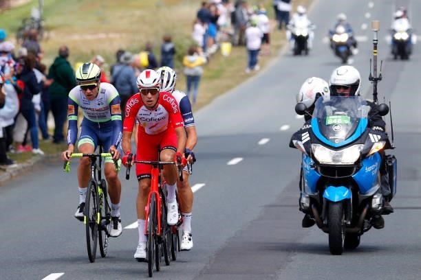 Anthony Perez of France and Team Cofidis & Jonas Koch of Germany and Team Intermarché - Wanty - Gobert Matériaux in breakaway during the 108th Tour...