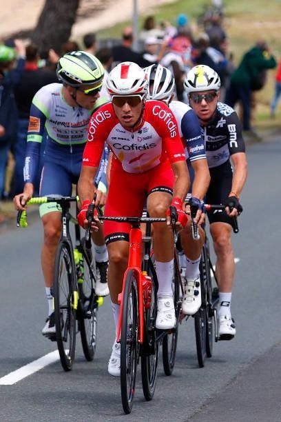 Anthony Perez of France and Team Cofidis & Jonas Koch of Germany and Team Intermarché - Wanty - Gobert Matériaux in breakaway during the 108th Tour...
