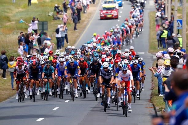 The peloton during the 108th Tour de France 2021, Stage 2 a 183,5km stage from Perros-Guirec to Mûr-de-Bretagne Guerlédan 293m / @LeTour / #TDF2021 /...