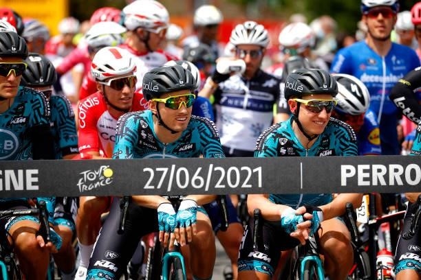 Cyril Barthe of France & Cyril Gautier of France and Team B&B Hotels p/b KTM at start during the 108th Tour de France 2021, Stage 2 a 183,5km stage...