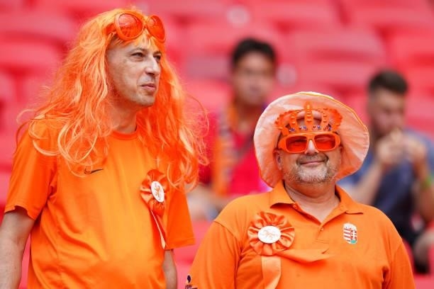 Netherlands fans look on inside the stadium prior to the UEFA Euro 2020 Championship Round of 16 match between Netherlands and Czech Republic at...