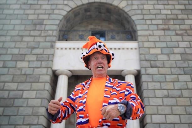 Netherlands fan reacts as they arrive at the stadium prior to the UEFA Euro 2020 Championship Round of 16 match between Netherlands and Czech...