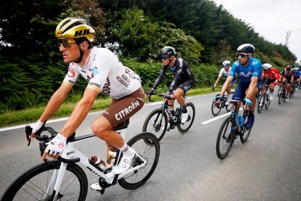 Greg Van Avermaet of Belgium and AG2R Citroën Team & Cees Bol of The Netherlands and Team DSM during the 108th Tour de France 2021, Stage 2 a 183,5km...